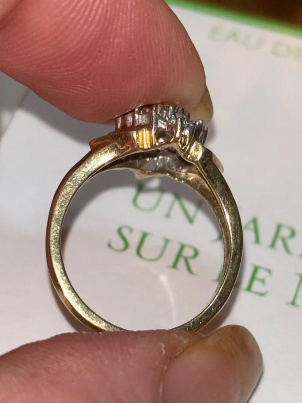 Vintage 10K Gold & Diamond Cocktail Ring
